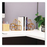 Mind Reader Geometric Cube Metal Bookends, Nonskid Base, 4.25 x 6 x 6, Iron, Gold (EMSBLOCKS2GLD) Each