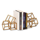 Mind Reader Geometric Cube Metal Bookends, Nonskid Base, 4.25 x 6 x 6, Iron, Gold (EMSBLOCKS2GLD) Each
