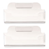 Excello Global Products® Business Card Holders, Holds 50 Cards, 3.75 x 1.5 x 1.88, Plastic, Clear, 2/Pack (EXOBCH2PK) Each