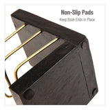 Mind Reader Wood Decorative Basket Bookends, Nonslip Base, 4 x 4 x 5, Wood/Metal, Brown/Gold (EMSBOOKBASK2BLK) Each