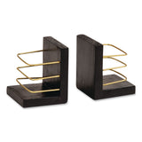 Mind Reader Wood Decorative Basket Bookends, Nonslip Base, 4 x 4 x 5, Wood/Metal, Brown/Gold (EMSBOOKBASK2BLK) Each
