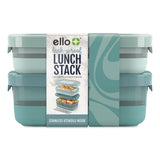 ello® Lunch Stack Bento Box, 2 Containers, 5.24 x 7.13 x 4.41, Mint Chip (LFC62124449356) Each