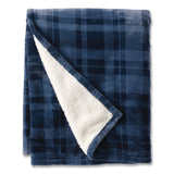 L.L.Bean® Wicked Plush Sherpa Throw, 50 x 60, Nautical Navy Plaid (LLB50771733018) Each