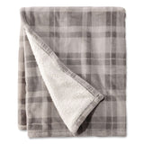 L.L.Bean® Wicked Plush Sherpa Throw, 50 x 60, Harbor Gray Plaid (LLB50771735333) Each