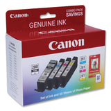 Canon® 2021C006 (CLI-281/PGI-280XL) Ink/Paper Combo, Black/Cyan/Magenta/Yellow (CNM2021C006) Pack of 4