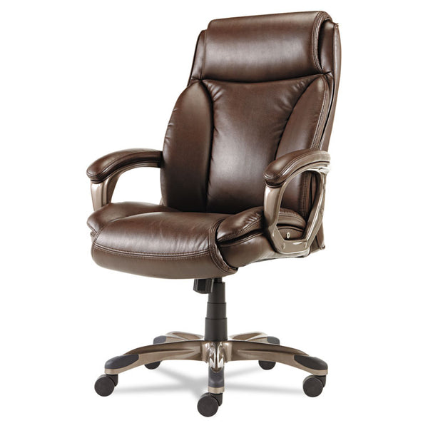 Alera® Alera Veon Series Executive High-Back Bonded Leather Chair, Supports Up to 275 lb, Brown Seat/Back, Bronze Base (ALEVN4159)