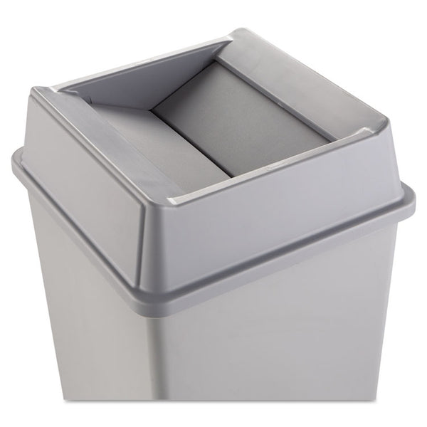 Rubbermaid® Commercial Untouchable Square Swing Top Lid, Plastic, 20.13w x 20.13d x 6.25h, Gray (RCP2664GRAY) Each