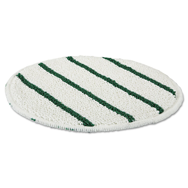 Rubbermaid® Commercial Low Profile Scrub-Strip Carpet Bonnet, 19" Diameter, White/Green, 5/Carton (RCPP269)