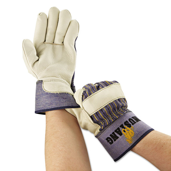 MCR™ Safety Mustang Leather Palm Gloves, Blue/Cream, Large, 12 Pairs (MPG1935L) Case of 12