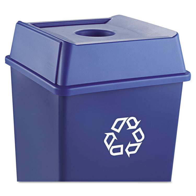 Rubbermaid® Commercial Untouchable Bottle and Can Recycling Top, Round Opening,  20.13w x 20.13d x 6.25h, Blue (RCP2791BLU)