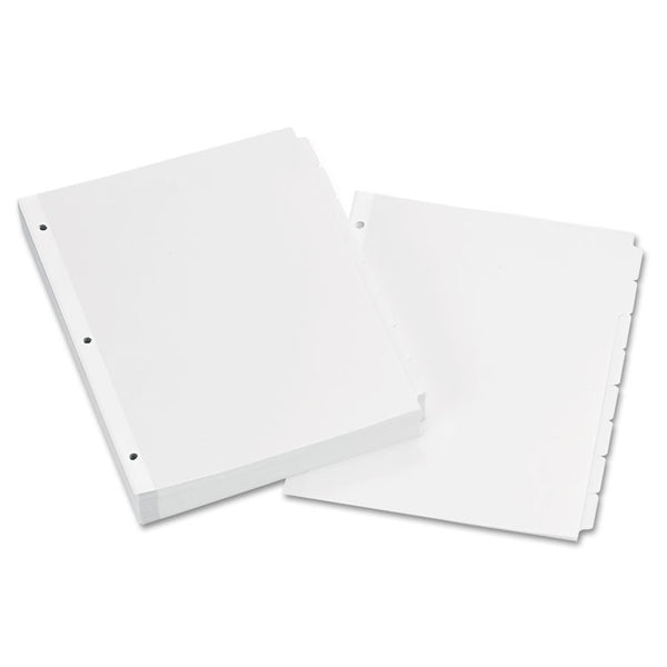 Avery® Write and Erase Plain-Tab Paper Dividers, 8-Tab, 11 x 8.5, White, 24 Sets (AVE11507)