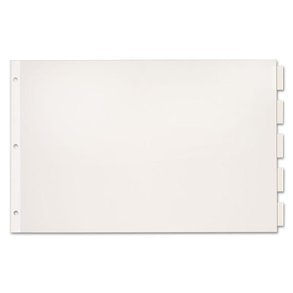 Cardinal® Paper Insertable Dividers, 5-Tab, 11 x 17, White, Clear Tabs, 1 Set (CRD84812)