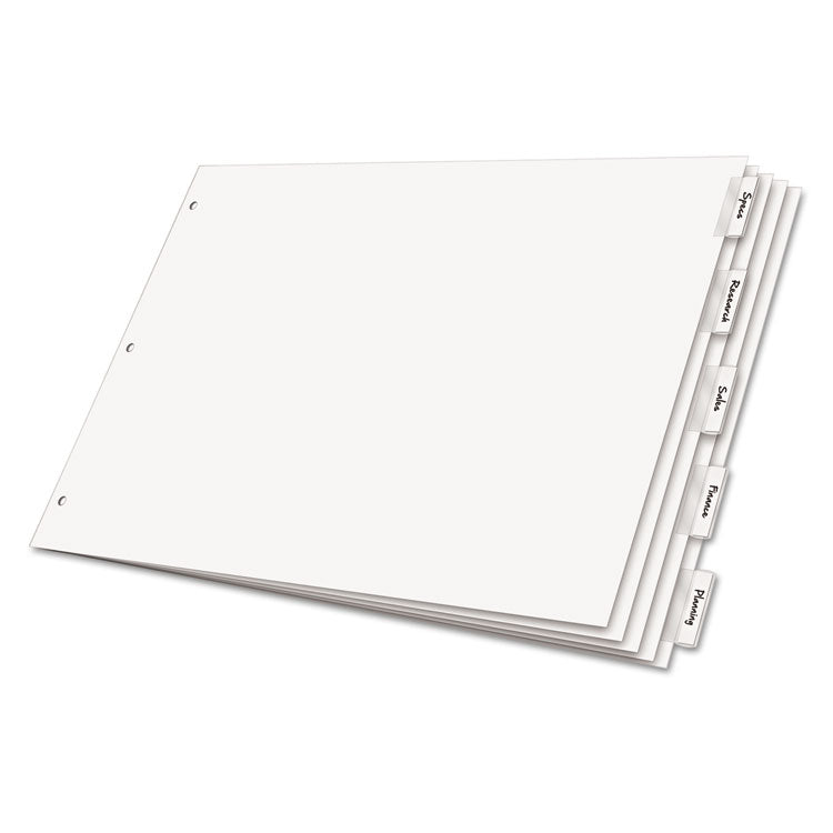 Cardinal® Paper Insertable Dividers, 5-Tab, 11 x 17, White, Clear Tabs, 1 Set (CRD84812) Each