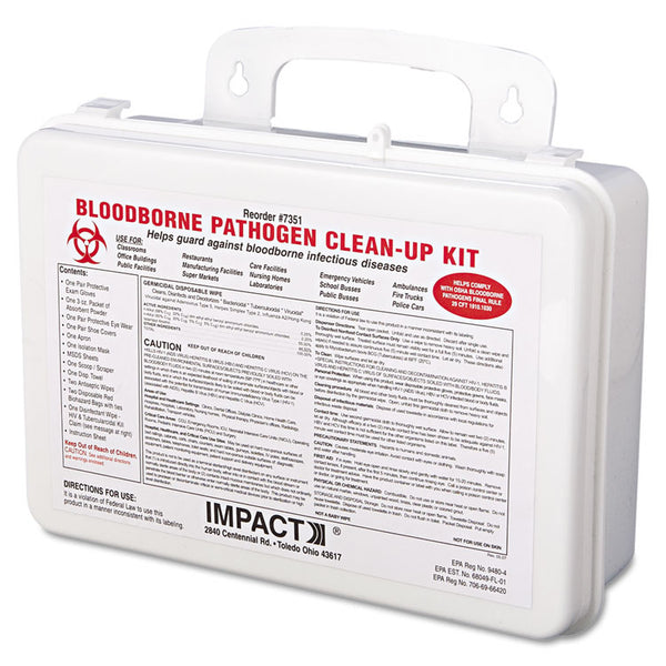 Impact® Bloodborne Pathogen Cleanup Kit, 10 x 7 x 2.5, OSHA Compliant, Plastic Case (IMP7351) Each