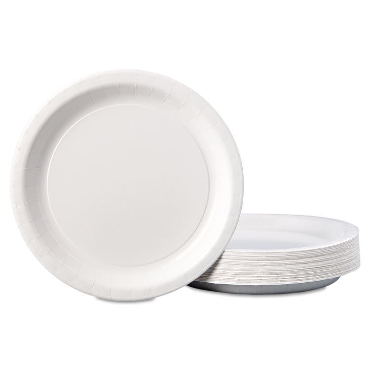 Hoffmaster® Coated Paper Dinnerware, Plate, 9" dia, White, 50/Pack, 10 Packs/Carton (HFMPL7095)