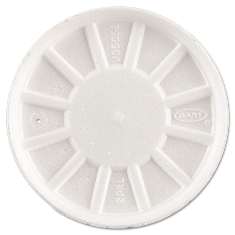 Dart® Vented Foam Lids, Fits 6 oz to 32 oz Cups, White, 50 Pack, 10 Packs/Carton (DCC20RL)