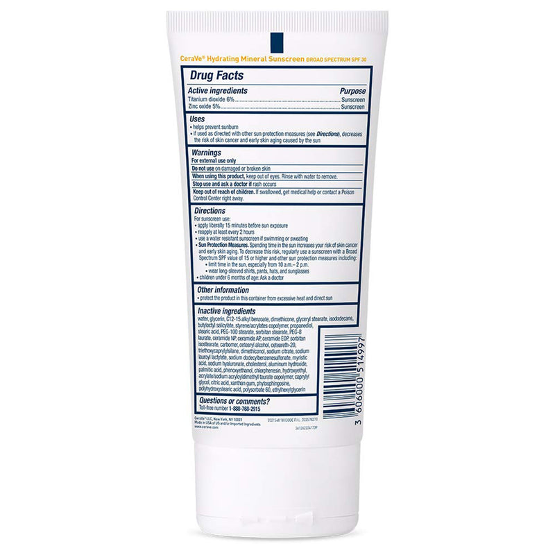 CeraVe® Hydrating Mineral Sunscreen SPF 30 Lotion 5 oz. Tube (1253459_EA) 1/EA