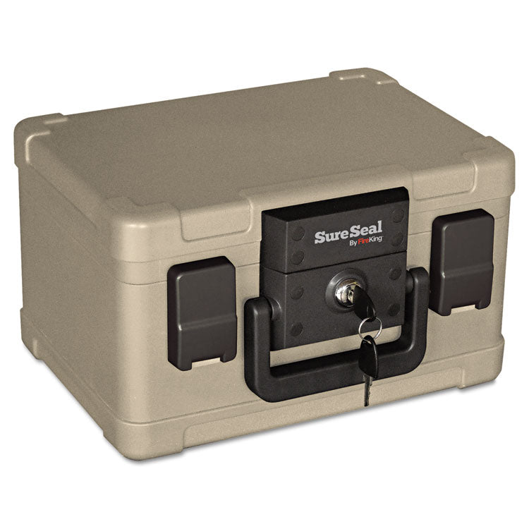 SureSeal By FireKing® Fire and Waterproof Chest, 0.15 cu ft, 12.2w x 9.8d x 7.3h, Taupe (FIRSS102) Each