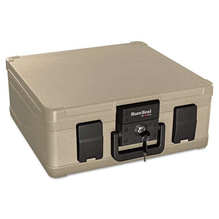 SureSeal By FireKing® Fire and Waterproof Chest, 0.27 cu ft, 15.9w x 12.4d x 6.5h, Taupe (FIRSS103) Each