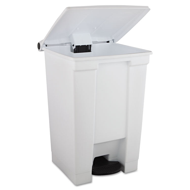 Rubbermaid® Commercial Indoor Utility Step-On Waste Container, 12 gal, Plastic, White (RCP6144WHI)