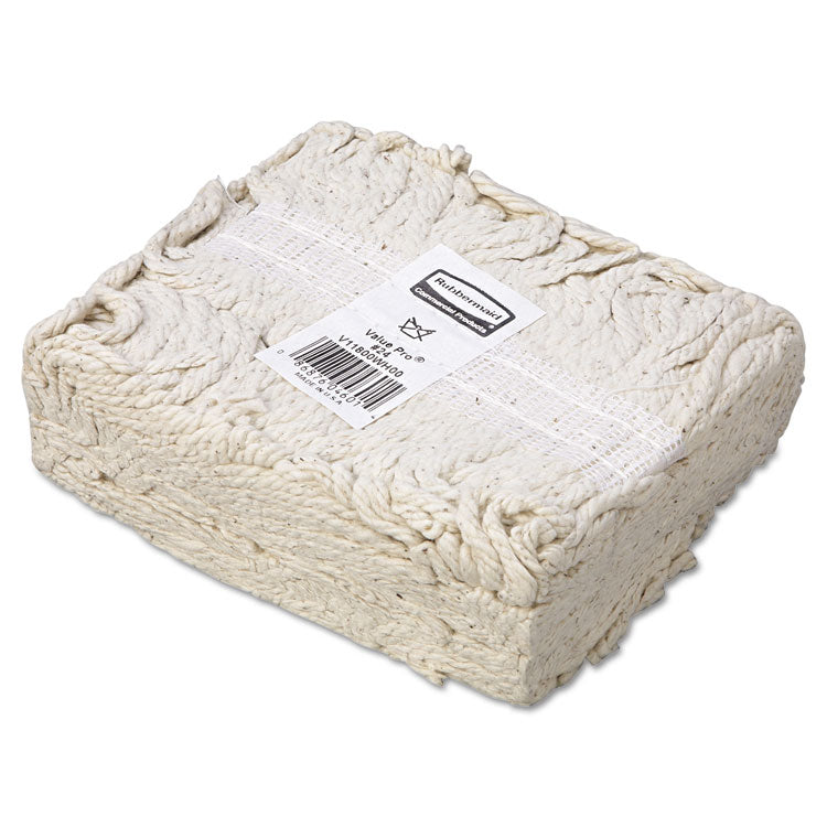 Rubbermaid® Commercial Economy Cut-End Cotton Wet Mop Head, 24oz, 1" Band, White, 12/Carton (RCPV118)