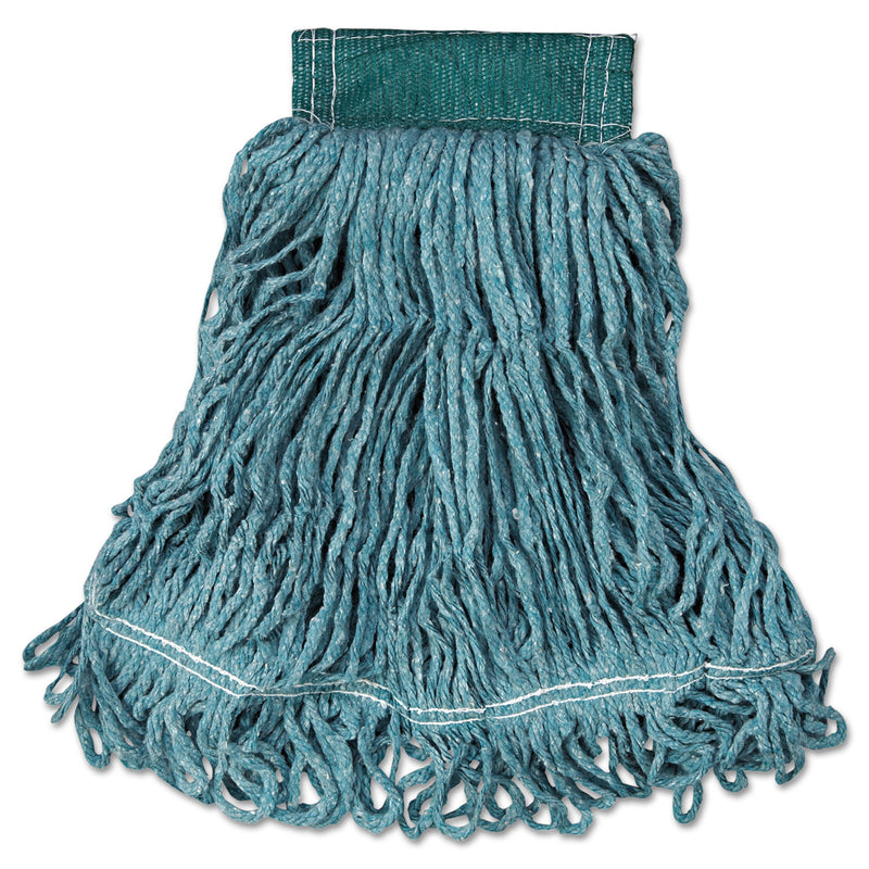 Rubbermaid Super Stitch Blend Mop Head, Medium, Cotton/Synthetic, Green, 6/Carton (D25206GN) Case of 6