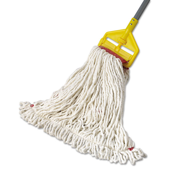 Rubbermaid® Commercial Web Foot Wet Mop Head, Shrinkless, Cotton/Synthetic, White, Large, 6/Carton (RCPA253WHI)