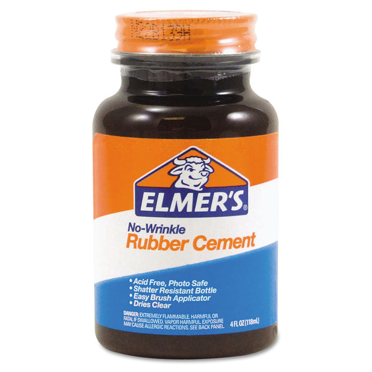 Elmer's® Rubber Cement with Brush Applicator, 4 oz, Dries Clear (EPIE904) Each
