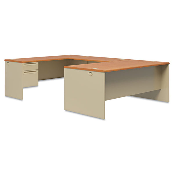 HON® 38000 Series Right Pedestal Desk, 72" x 36" x 29.5", Harvest/Putty (HON38293RCL)
