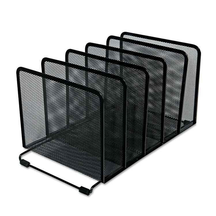 Universal® Deluxe Mesh Stacking Sorter, 5 Sections, Letter to Legal Size Files, 14.63" x 8.13" x 7.5", Black (UNV20001)