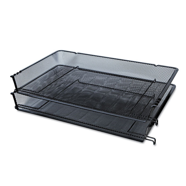 Universal® Deluxe Mesh Stacking Side Load Tray, 1 Section, Legal Size Files, 17" x 10.88" x 2.5", Black (UNV20012)