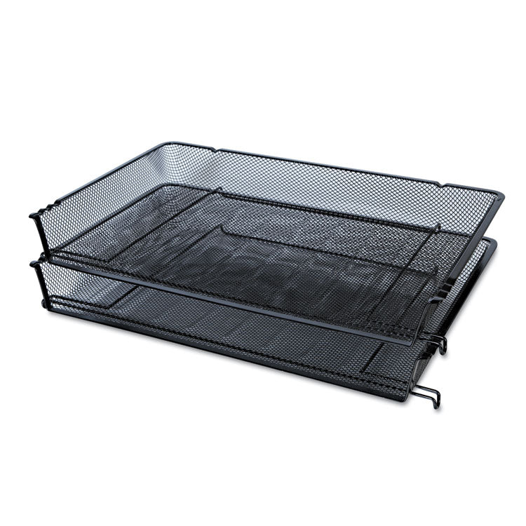 Universal® Deluxe Mesh Stacking Side Load Tray, 1 Section, Legal Size Files, 17" x 10.88" x 2.5", Black (UNV20012) Each