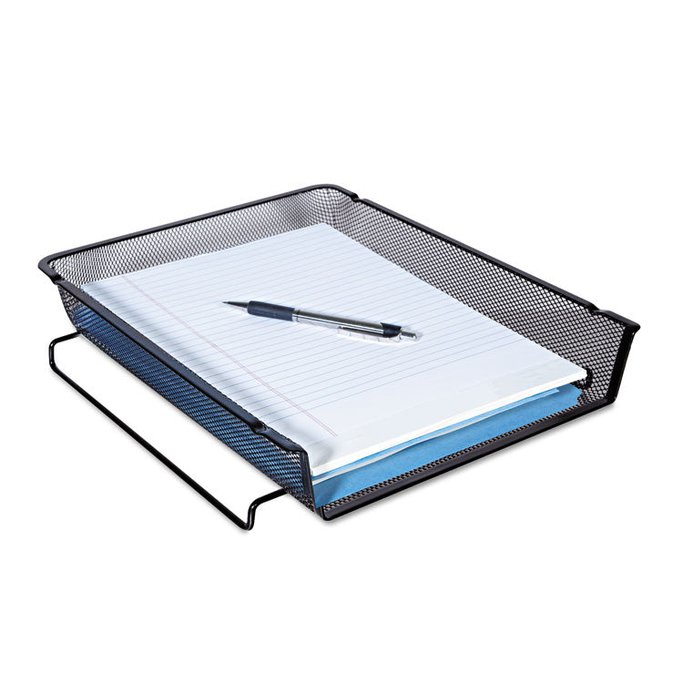 Universal® Deluxe Mesh Stackable Front Load Tray, 1 Section, Letter Size Files, 11.25" x 13" x 2.75", Black (UNV20004) Each