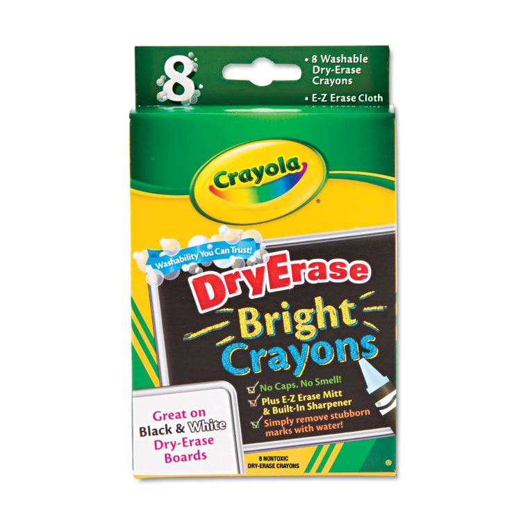 Crayola® CYO985202 Washable Dry Erase Crayons w/E-Z Erase Cloth ...