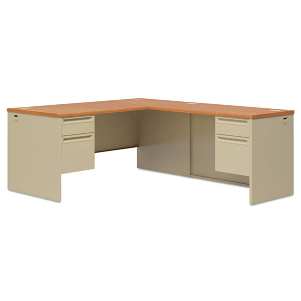 HON® 38000 Series Left Pedestal Desk, 66" x 30" x 29.5", Harvest/Putty (HON38292LCL)
