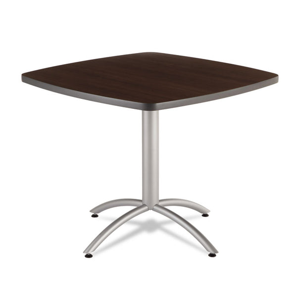 Iceberg CafeWorks Cafe-Height Table, Square, 36" x 36" x 30", Walnut/Silver (ICE65614) Each