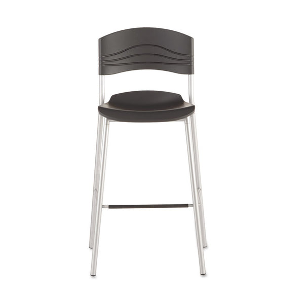 Iceberg CafeWorks Stool, Supports Up to 225 lb, 30" Seat Height, Graphite Seat, Graphite Back, Silver Base (ICE64527) Each