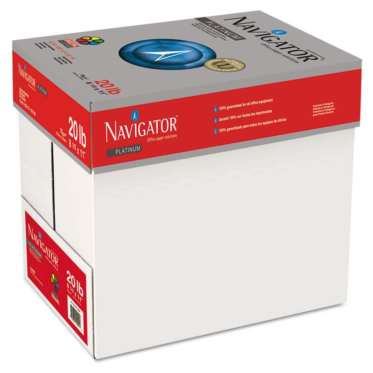 Navigator® Platinum Paper, 99 Bright, 20 lb Bond Weight, 8.5 x 11, White, 500 Sheets/Ream, 10 Reams/Carton (SNANPL1120) 10 Reams