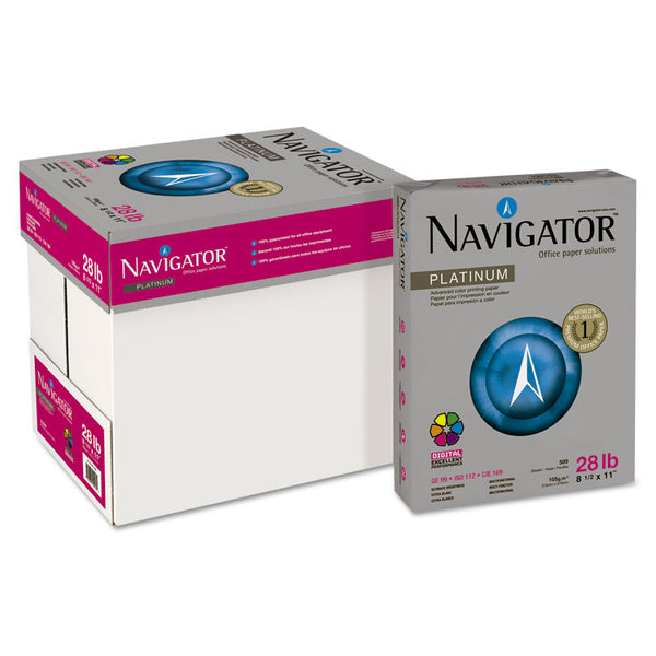 Navigator® Platinum Paper, 99 Bright, 28 lb Bond Weight, 8.5 x 11, White, 500/Ream (SNANPL1128)