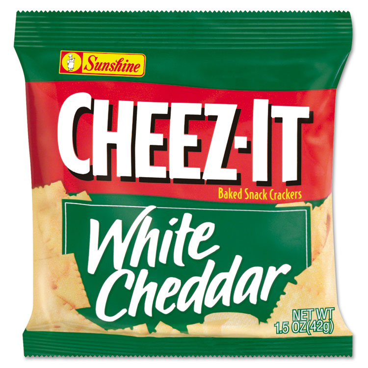 Sunshine® Cheez-It Crackers, 1.5 oz Single-Serving Snack Bags, White Cheddar, 8/Box (KEB12653) Box of 8