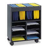Safco® Go Cart Mobile File, Engineered Wood, 8 Shelves, 4 Bins, 14.5" x 21.5" x 26.25", Black (SAF5390BL) Each