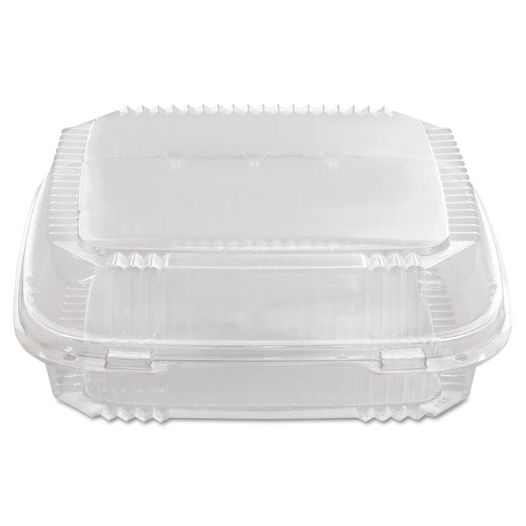 Pactiv Evergreen ClearView SmartLock Hinged Lid Container, 49 oz, 8.2 x 8.34 x 2.91, Clear, Plastic, 200/Carton (PCTYCI81120) 200 containers