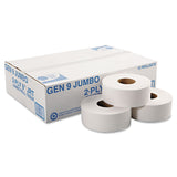 General Supply Jumbo Roll Bath Tissue, Septic Safe, 2-Ply, White, 3.3" x 700 ft, 12/Carton (GEN9JUMBOB) Case of 12