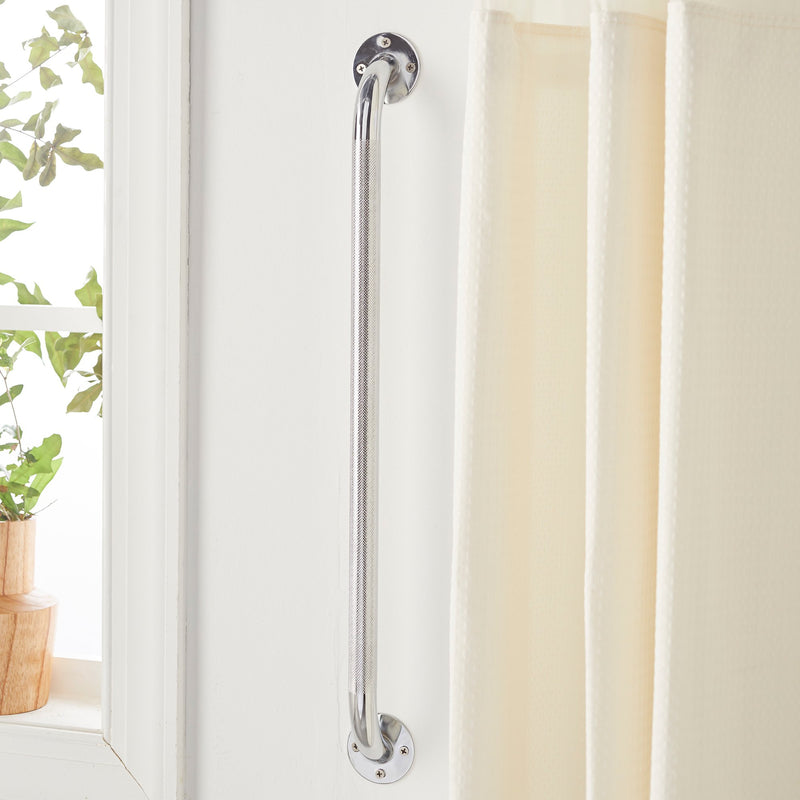 drive™ Wall Grab Bar Chrome Finish Knurled Steel (839763_EA) 1/EA