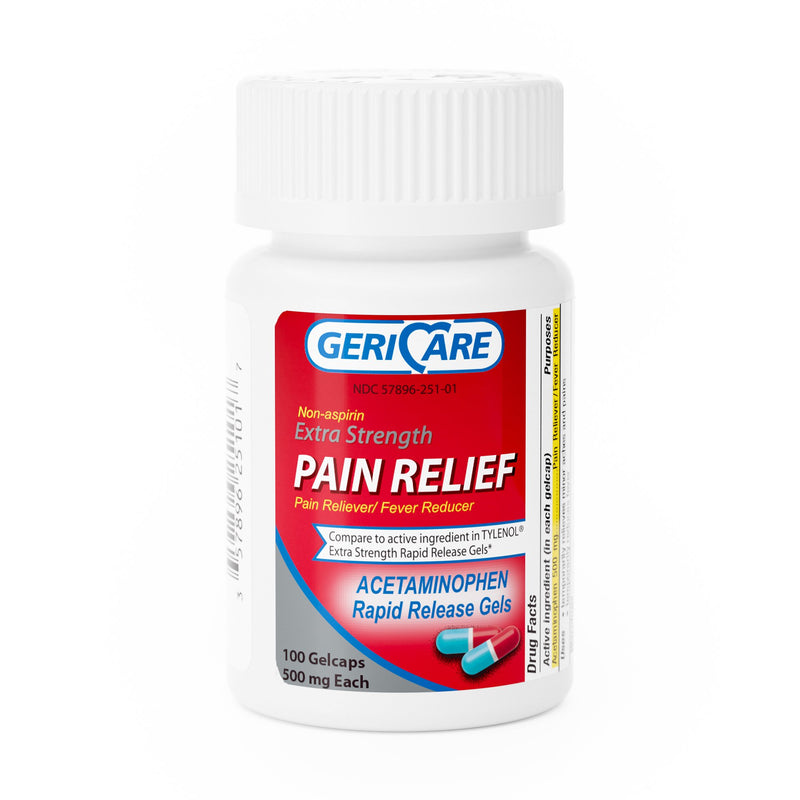 McKesson Brand Pain Relief 500 mg Strength Acetaminophen Gelcap 100 per Bottle (555690_CS) 12/CS