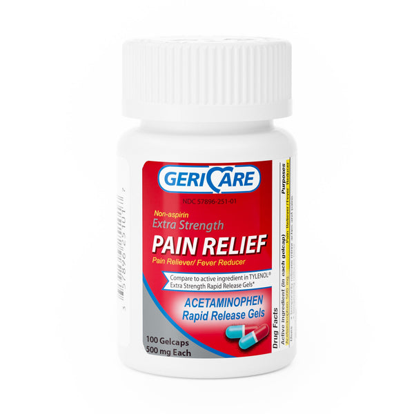 McKesson Brand Pain Relief 500 mg Strength Acetaminophen Gelcap 100 per Bottle (555690_BT) 1/BT