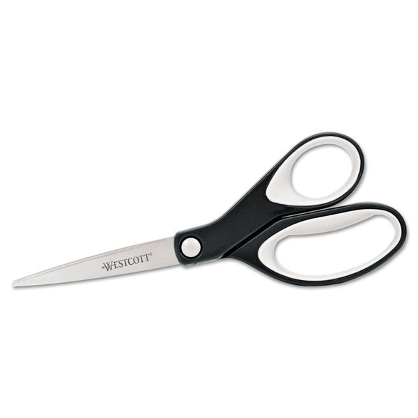 Westcott® KleenEarth Soft Handle Scissors, 8" Long, 3.25" Cut Length, Black/Gray Straight Handle (ACM15588) Each