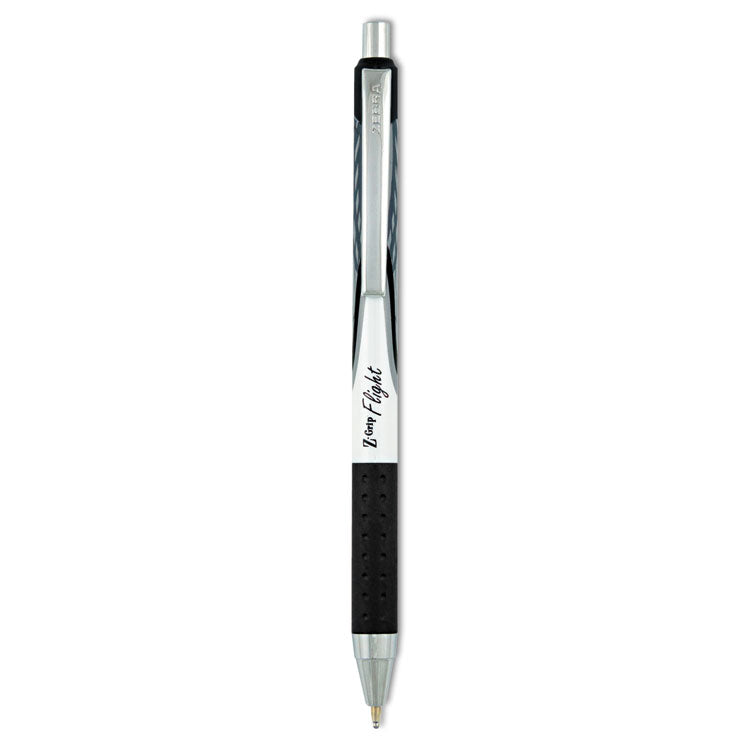 Zebra® Z-Grip Flight Ballpoint Pen, Retractable, Bold 1.2 mm, Black Ink, Black/Gray/White Barrel, 12/Pack (ZEB21910) Box of 12