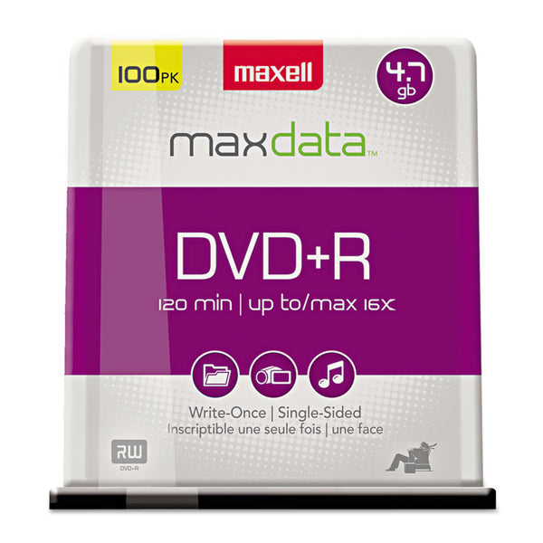 Maxell® DVD+R High-Speed Recordable Disc, 4.7 GB, 16x, Spindle, Silver, 100/Pack (MAX639016) Pack of 100