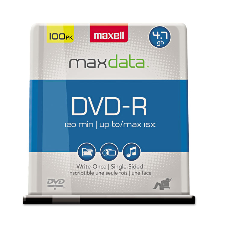 Maxell® DVD-R Recordable Disc, 4.7 GB, 16x, Spindle, Gold, 100/Pack (MAX638014) Pack of 100